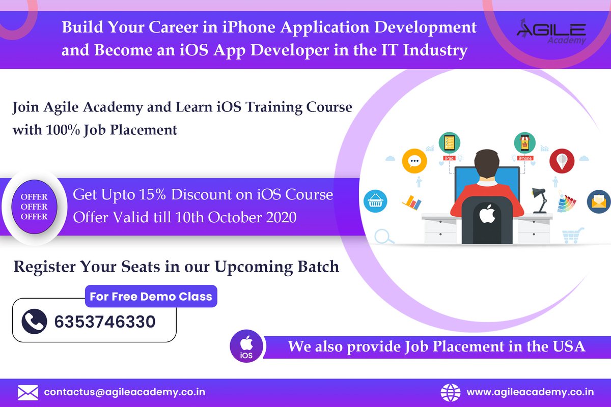 AgileAcademy_'s tweet image. Become a Professional #IOSDeveloper by joining Ahmedabad’s Leading #IOSTrainingInstitute - Agile Academy which provides the Best #IOSDevelopmentCourse with Guaranteed #Job in 3-4 Months at affordable prices. For more details visit at bit.ly/2A4iUB7
#ios #Training #iPhone