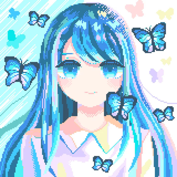蝶々 #pixelart #ドット絵 