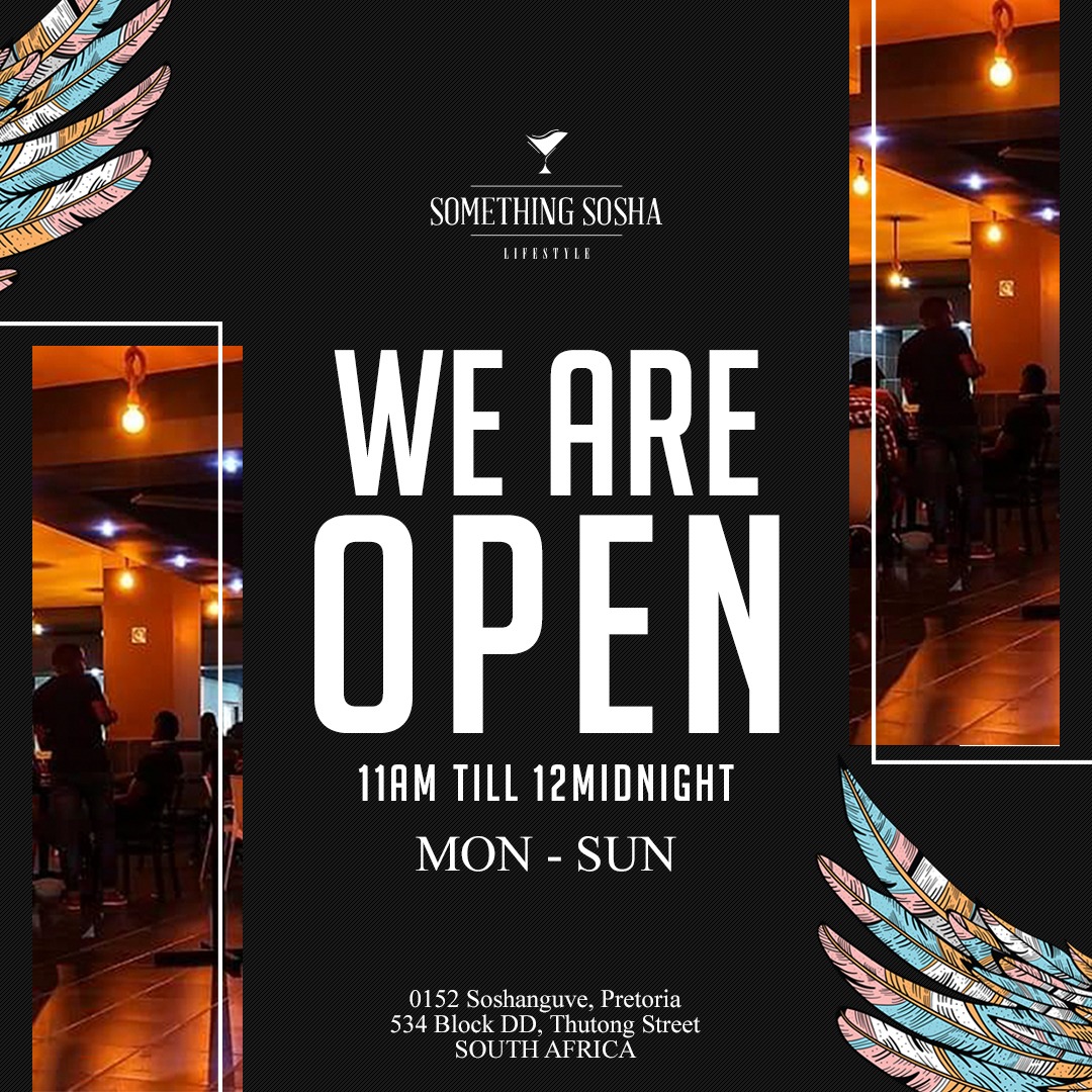 SomethingSosha's tweet photo. LOOKING FOR A SPOT TO CHILL THIS WEEKEND?????
WE ARE THE WEEKEND! 534 Block DD, Soshanguve, Thutong Street ๐
#UNTAMEDTHURSDAY #rain #EdwinSodi #VaalHighMustFall
Julius Malema #October2020 #NigeriaIndependence #BreastCancerAwarenessMonth https://t.co/euqKbvTOSG