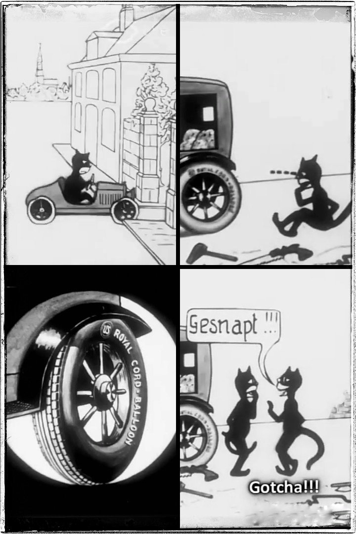 LondonSE4's tweet photo. Really loved 1930s Bill and Felix Dutch #silentfilm advertising US Royal Cord Tyres @kenbioscope @EYE_film ๐ฝ #gesnapt ๐พ https://t.co/fgz0dwzZjF