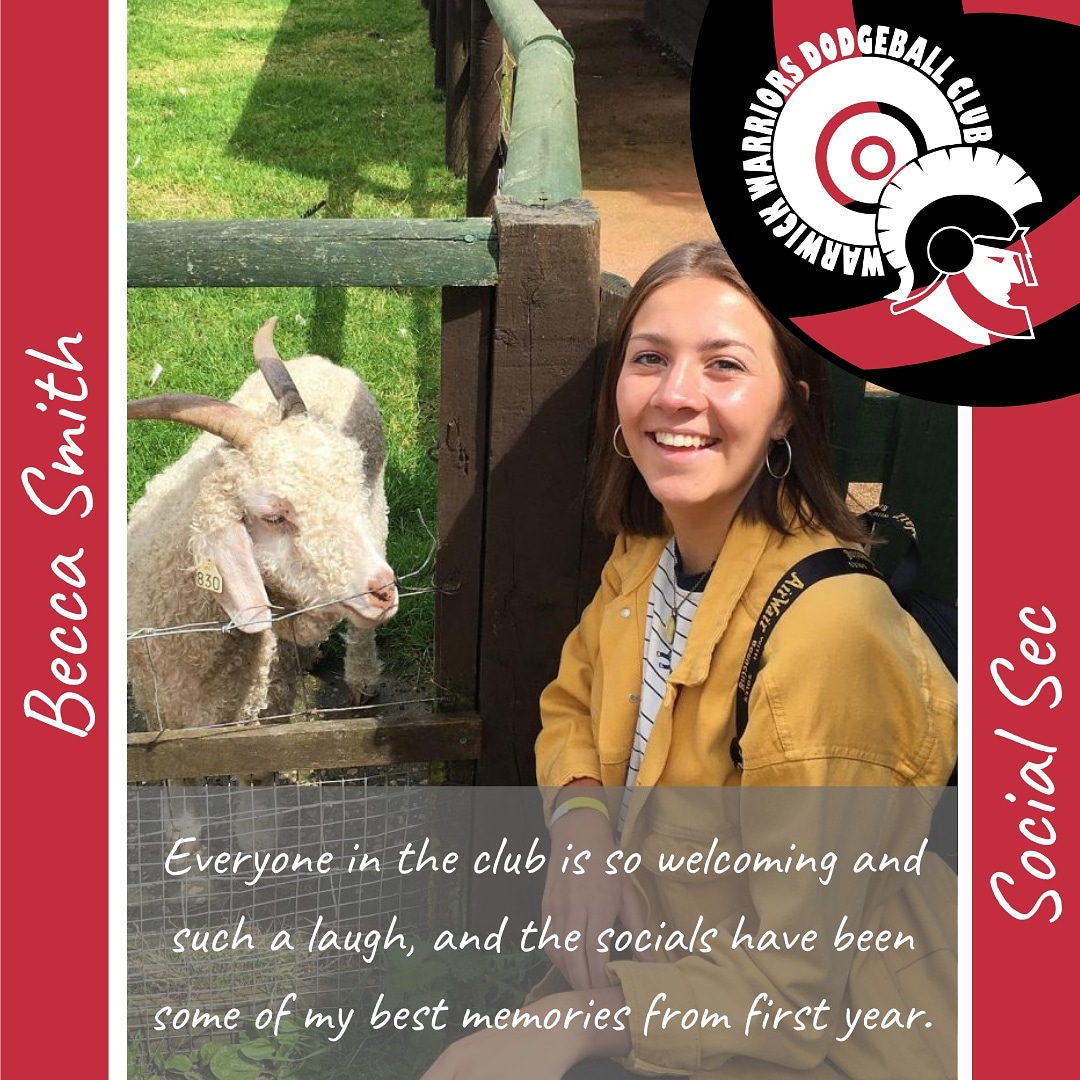 Next in our Meet the Exec series is one of our Social Secs Becca! - "Hi, I'm Becca, and I'm one of your Social Secs for this year! Coming to uni I had no intention of joining dodgeball, but after being dragged to a taster session by my friend I haven't been able to stay away."