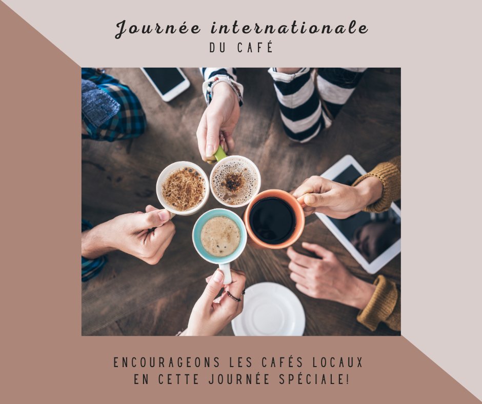 C’est la fête d’une chose importante dans la vie de tous! C’est la journée internationale du café! 😉Chez Voyage numériQC, nous adorons fréquenter les cafés pour aller mijoter nos nouveaux concepts et nos nouvelles idées. Encourageons les cafés locaux en cette journée spéciale!