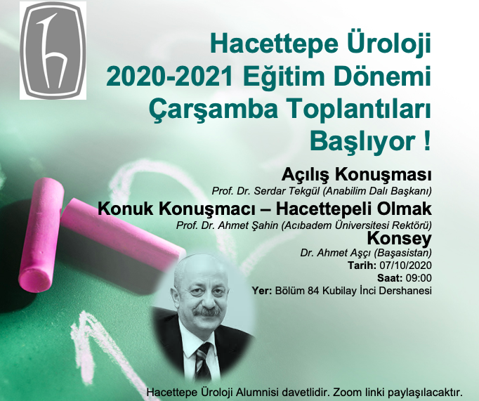 HUroloji's tweet photo. Hacettepe Üroloji 2020-2021 Eğitim Dönemi Çarşamba Toplantıları Başlıyor! #Hacettepeüroloji #Üroloji #ÜrolojikCerrahiDerneği https://t.co/eFZ7y6CuSc