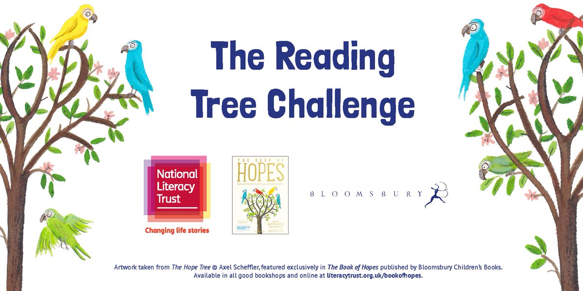 We're launching a series of fun Reading Challenges to support whole-school literacy &amp; help teachers encourage a culture of reading for pleasure. The 1st challenge is based on Axel Scheffler’s artwork from The Hope Tree, in the #BookofHopes <a href="/KidsBloomsbury/">Bloomsbury Kids & YA UK</a> literacytrust.org.uk/news/we-launch…