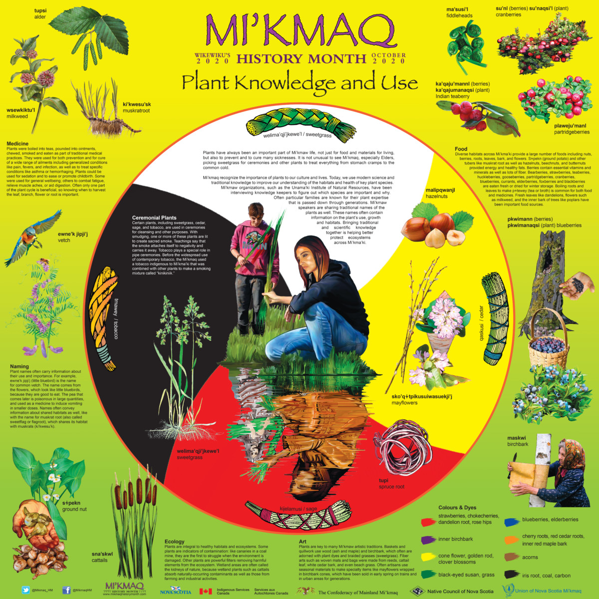 October is Mi'kmaq History Month - a time to honour the Mi'kmaw way. 

This year's theme is Sqaliaqnn Tel-nenmumkl aqq Tel-we’wmumkl, which means Plant Knowledge &amp; Use. 

Learn more &amp; download the official poster: mikmaqhistorymonth.ca