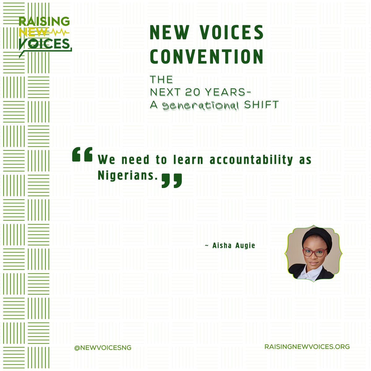 NewVoicesNG's tweet photo. Accountability is everyone's business.
@AishaAK49
#RNVconvention
#GenShift https://t.co/uQmkHdLhHq
