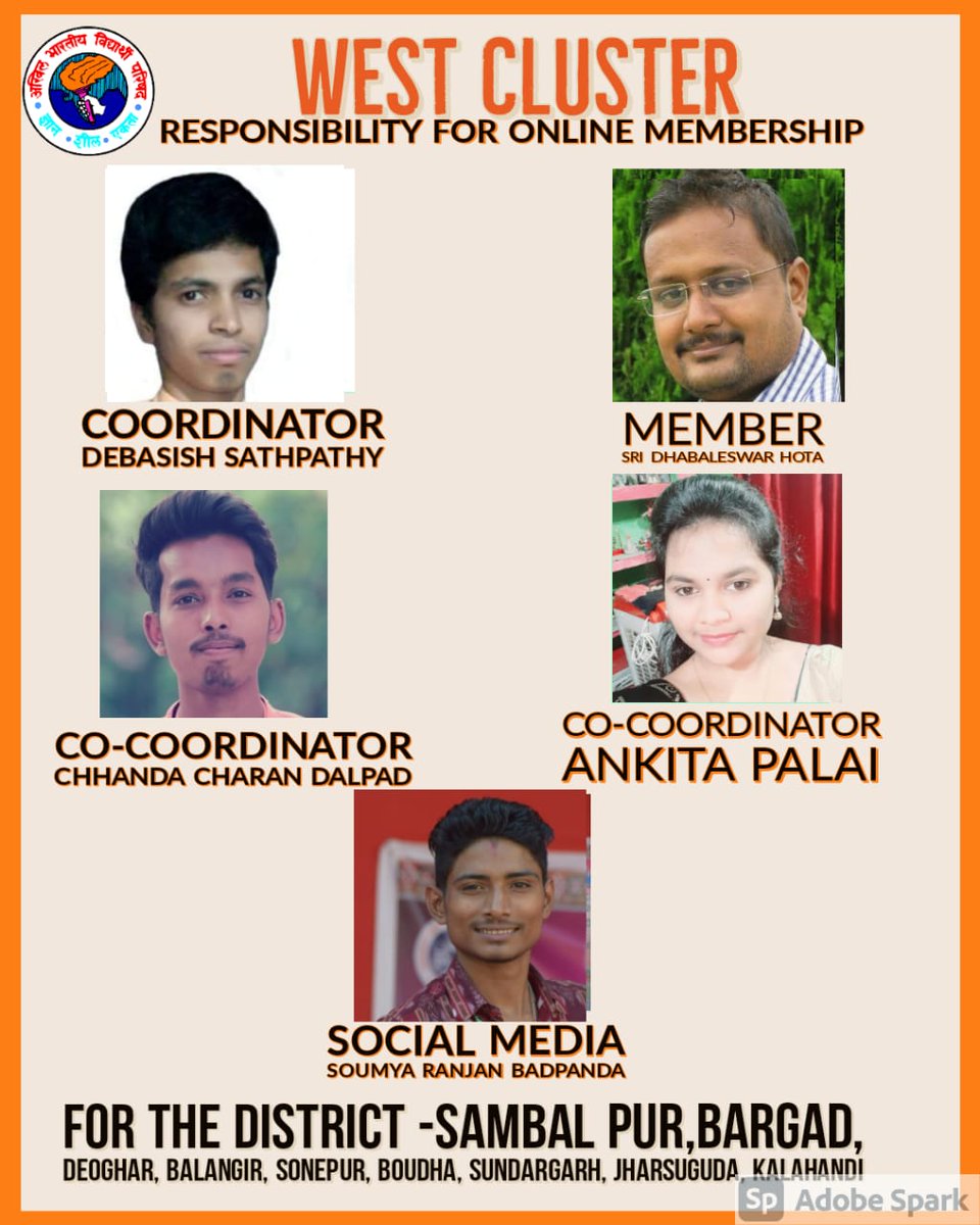 Congratulations to all new responsibilities holder of  North, East, South, West Cluster for Online Membership -2020 .💐💐💐💐💐 #ABVP #Odisha