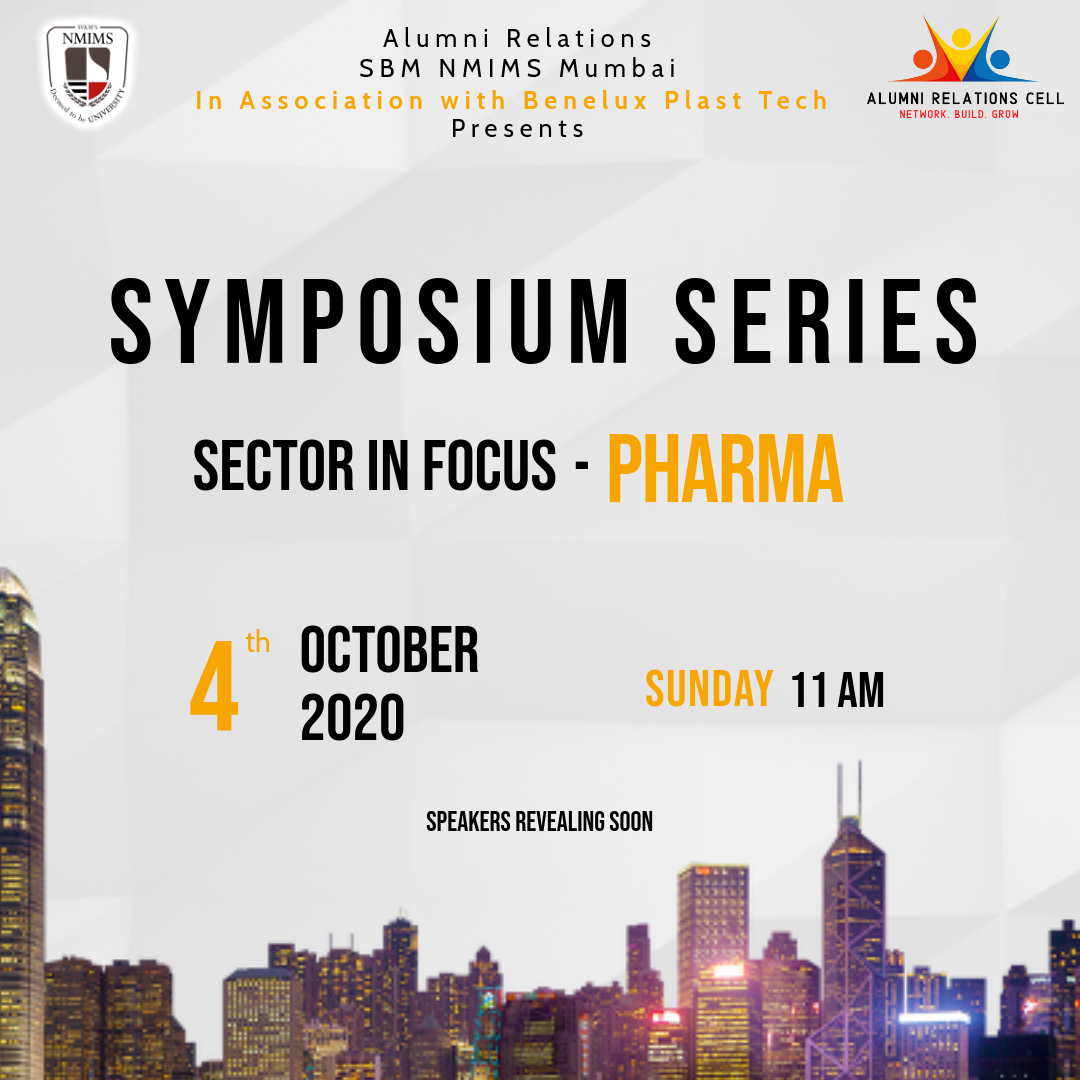 sbmalumni's tweet photo. At Alumni Relations SBM NMIMS, we present to you our Symposium Series - an engagement platform to interact with alumni in your industry. Our first event of the series is - Sector in Focus - Pharma.  Date: Sunday 4/10/20 11 AM - 1:30 PM
Zoom Link: https://t.co/LRPdLGgKn4 https://t.co/gHDF99dgvs