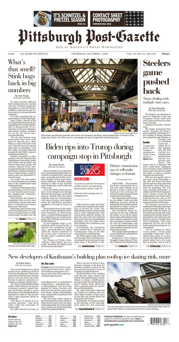 GOOD MORNING PENNSYLVANIA!Today’s  @PittsburghPG front page: