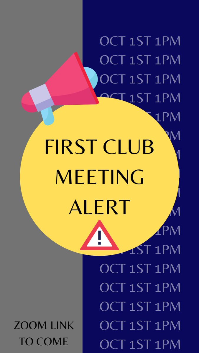 Hey everyone! Super excited for our first club meeting this semester! 
Check us out: Meeting ID: 912 9456 8610! Hope to see you all there!
