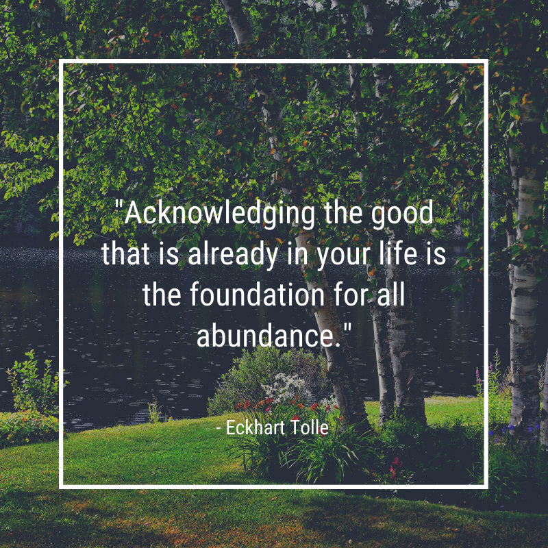 "Acknowledging the good that is already in your life is the foundation for all abundance." - Eckhart Tolle