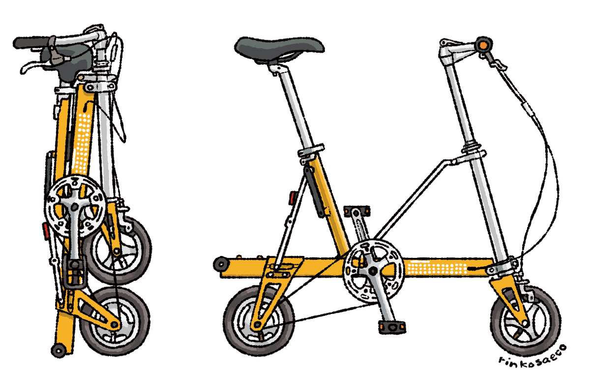 Carry Me たたむとスティック状になって 持ち運びがしやすい折りたたみ自 星井さえこ 自転車旅の漫画 単行本出ました のイラスト