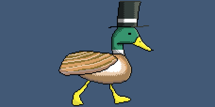 AliceFeArt's tweet photo. A mallard wearing a top hat 🎩
🦆

@Pixel_Dailies

#AnimalWearingAHat            
#pixel_dailies 
#pixelart 
#ドット絵 https://t.co/Fzp9xSAk79