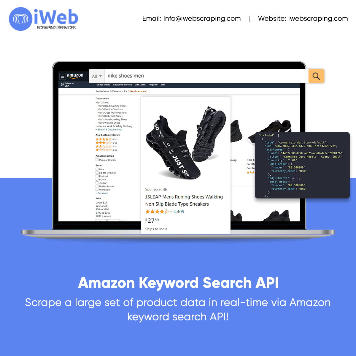 iwebscrapingseo's tweet image. Scrape real-time product feeds based on targeted Keywords from Amazon & gets Product Title, Pricing, Number of Reviews, Rating, Description, Model Numbers, Category, etc.
>> Know More: iwebscraping.com/web-scraping-s…
#AmazonKeywordSearchAPI #AmazonSearchAPI #AmazonProductAPI #US #UK