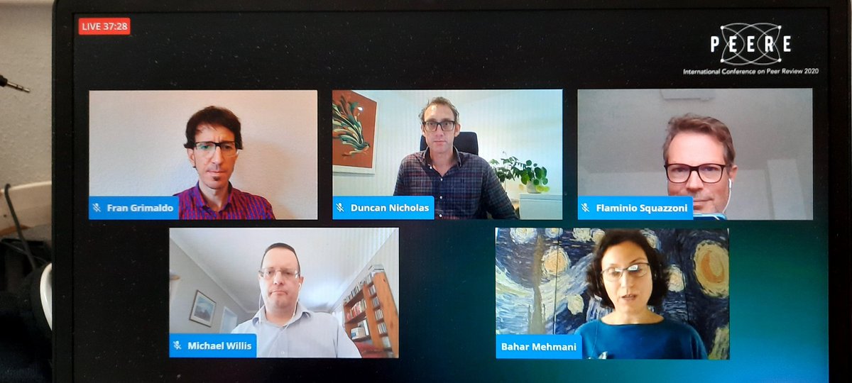 Great to have these friends <a href="/dnjournals/">Duncan Nicholas</a> from <a href="/EASEeditors/">easeeditors.bsky.social</a> <a href="/ctyerkes/">Michael Willis</a> <a href="/mehmanib/">Bahar: mstdn.social/@bahar</a> at a <a href="/PEERe_REVIEW/">PEERe</a> #PEERE2020 panel today!