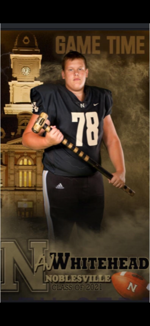NoblesvilleFB's tweet photo. SENIOR SPOTLIGHT AJ Whitehead has played football for 11 years and is an offensive lineman who is also serious about lacrosse all year round. One of his favorite seasons was on the 6th grade Grinders team. Good luck @Awhitehead78 to whatever the future may bring! #neverdaunted https://t.co/FnGy2eGAeL