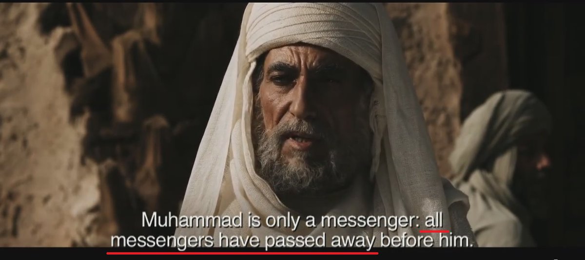 In the clip, at 0:54, he emphatically quotes the verse of the Holy Quran 3:145 that says: "qad khalat min qablihi arrusulu"In the English subtitles, it clearly says "ALL" messengers have passed away before him(saw)"All Prophets" before Holy Prophet(saw), includes Isa(as)6/8