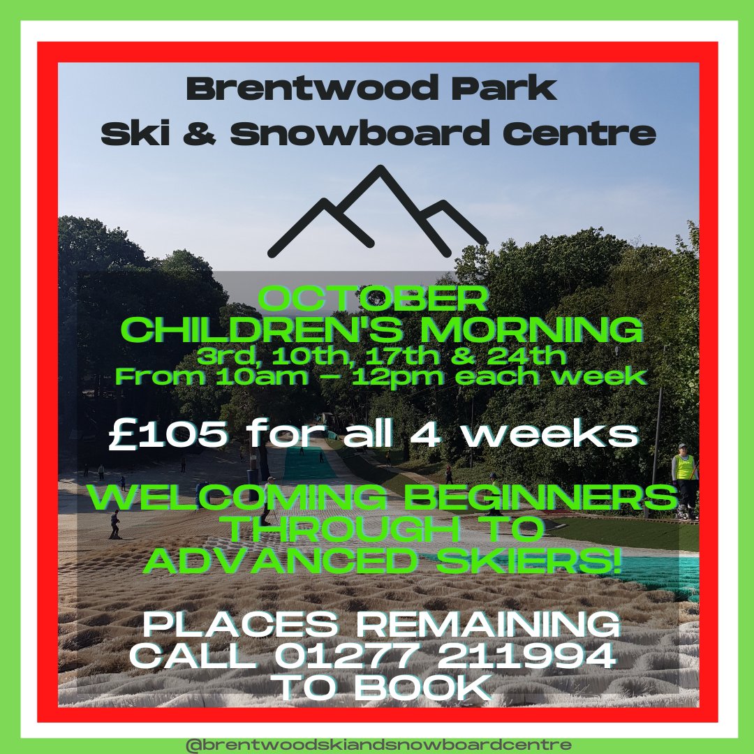 Join us in October for another month of Children's Morning. 

Beginners through to advanced skiers welcome.

Pre-bookings only.

All 4 consecutive Saturday's for £105 per child. 

Call 01277 211994 to reserve last minute places!