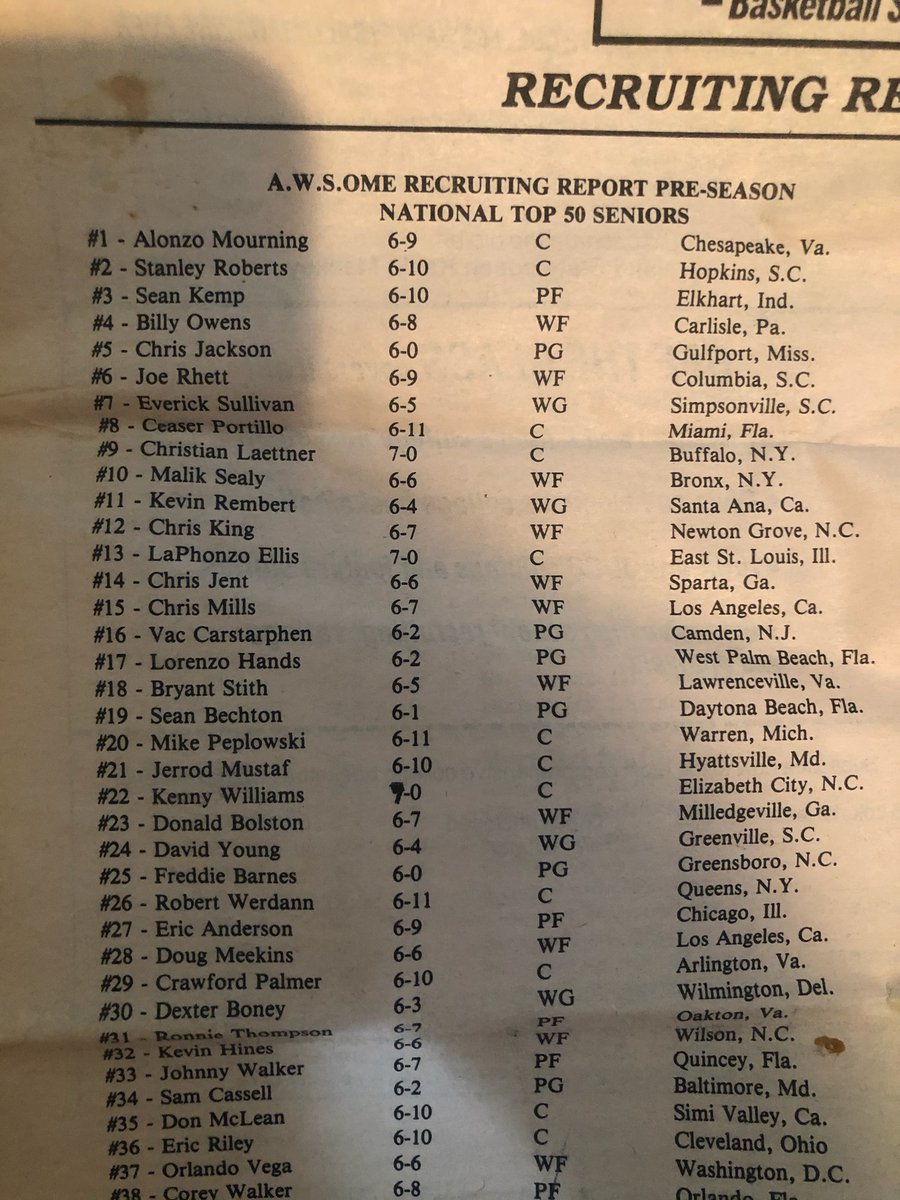 TheCaptain_03's tweet photo. There's always been a ton of talk about that crazy-talented '88 Hoops Class..look at some of the names, including 4 SC dudes: #StanleyRoberts #JoeRhett #EverickSullivan #DavidYoung ..but @Rhett_34 at 6'9"??😂 Mightve confused him w his son @warrhetty 😂 @CoachESully #SCHoops #TBT https://t.co/U8CXQmd5uy