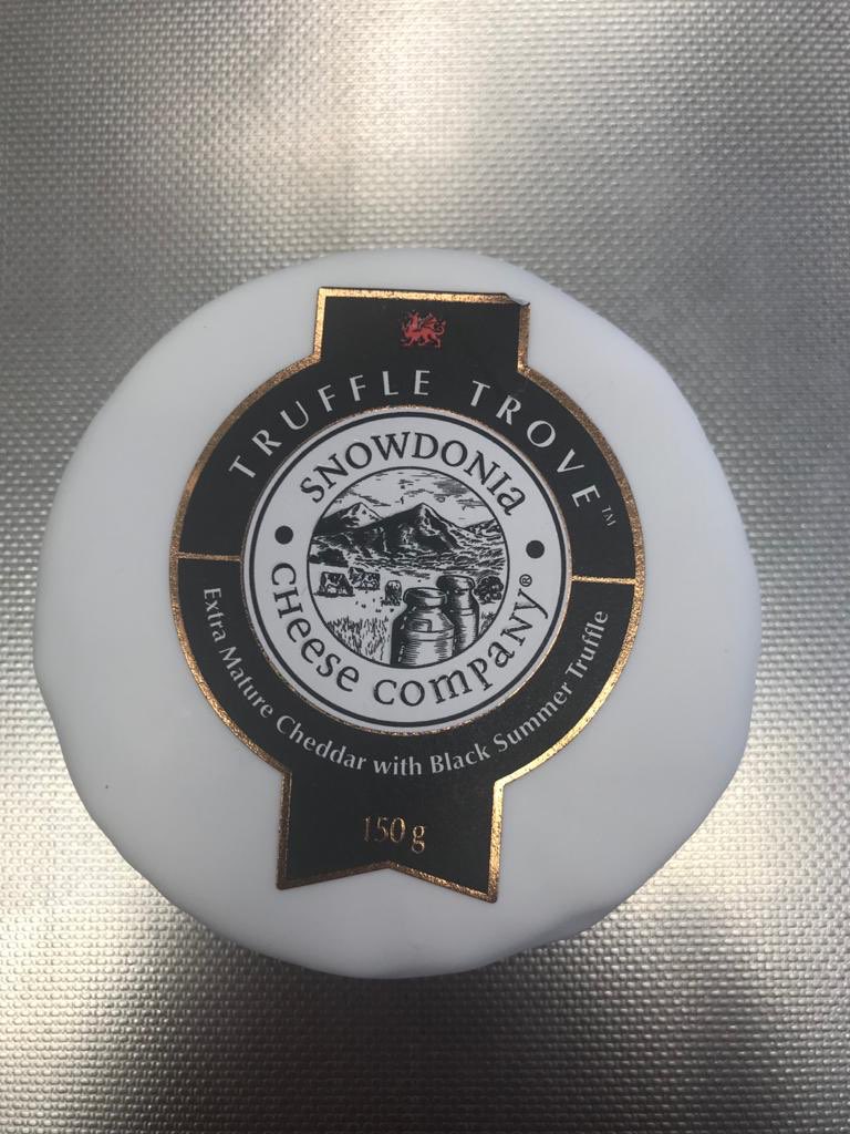 WillettsButcher's tweet photo. The newest member of the Snowdonia Cheese Co family - Truffle Trove. Extra mature Cheddar meets Italian Black Summer truffles! Perfectly balanced flavour pairing with notes of wild mushroom, hazelnut &amp; garlic. #truffletrove #snowdoniachees#welshcheese#britishcheese#shoplocal https://t.co/RBQqq5p7YZ