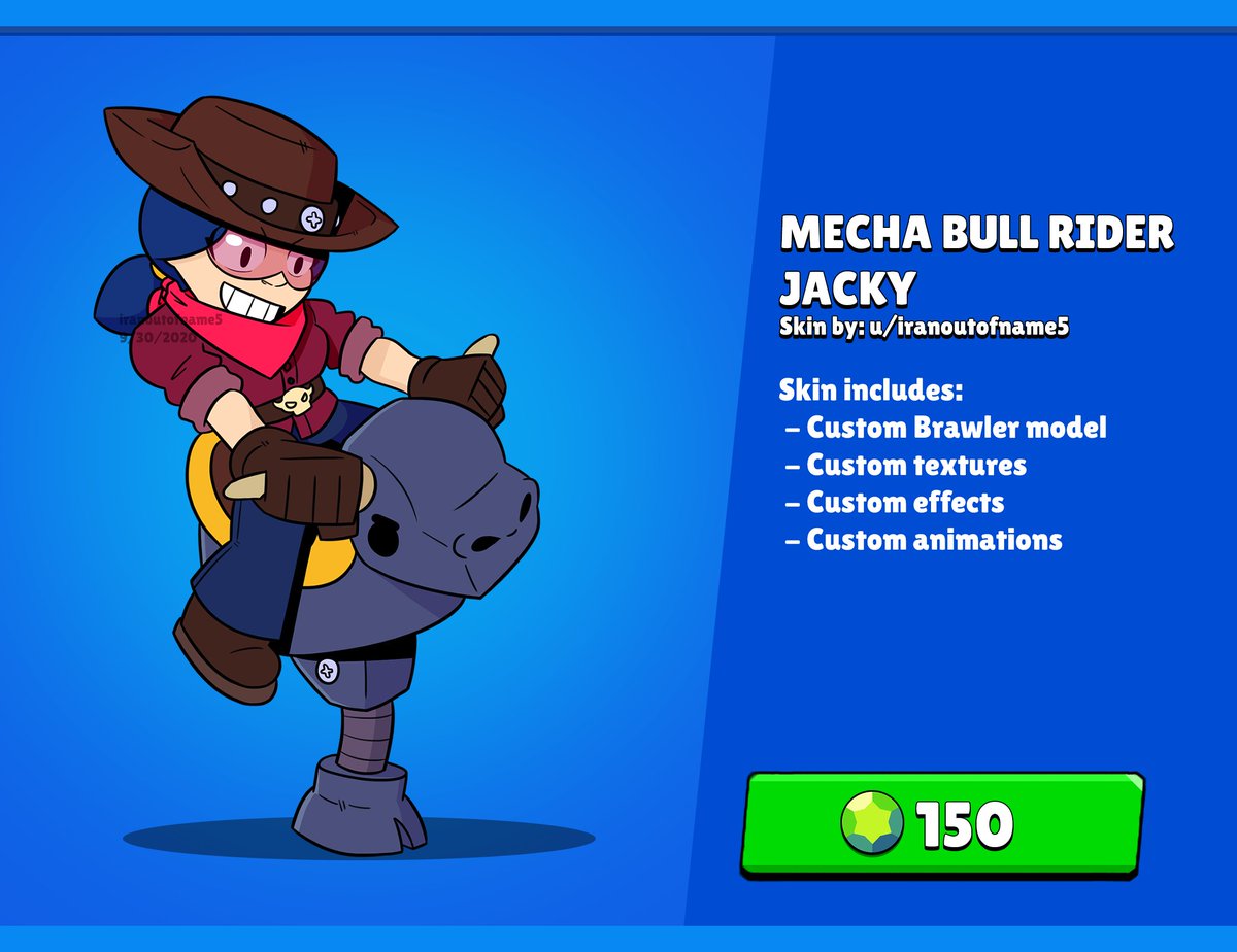 Iranoutofnames On Twitter Skin Idea Mecha Bull Rider Jacky Brawlstarsart Brawlstars - brawl stars bull skin