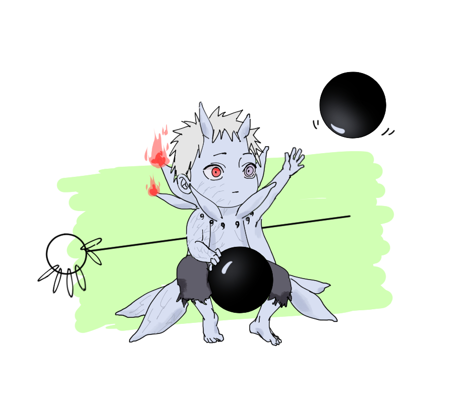 oboshiob's tweet image. #obitober2020
玉であそぶちっちゃい鬼にしました