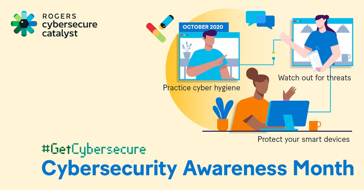 Cybersecure_CA's tweet photo. October is #CybersecurityAwarenessMonth! It's a great time to learn more about #cybersecurity and get #cybersecure. All month we will be sharing actionable checklists, tips, resources and other fun content to help you #BeCyberSmart and #GetCybersecure. https://t.co/85ykjSNc6D