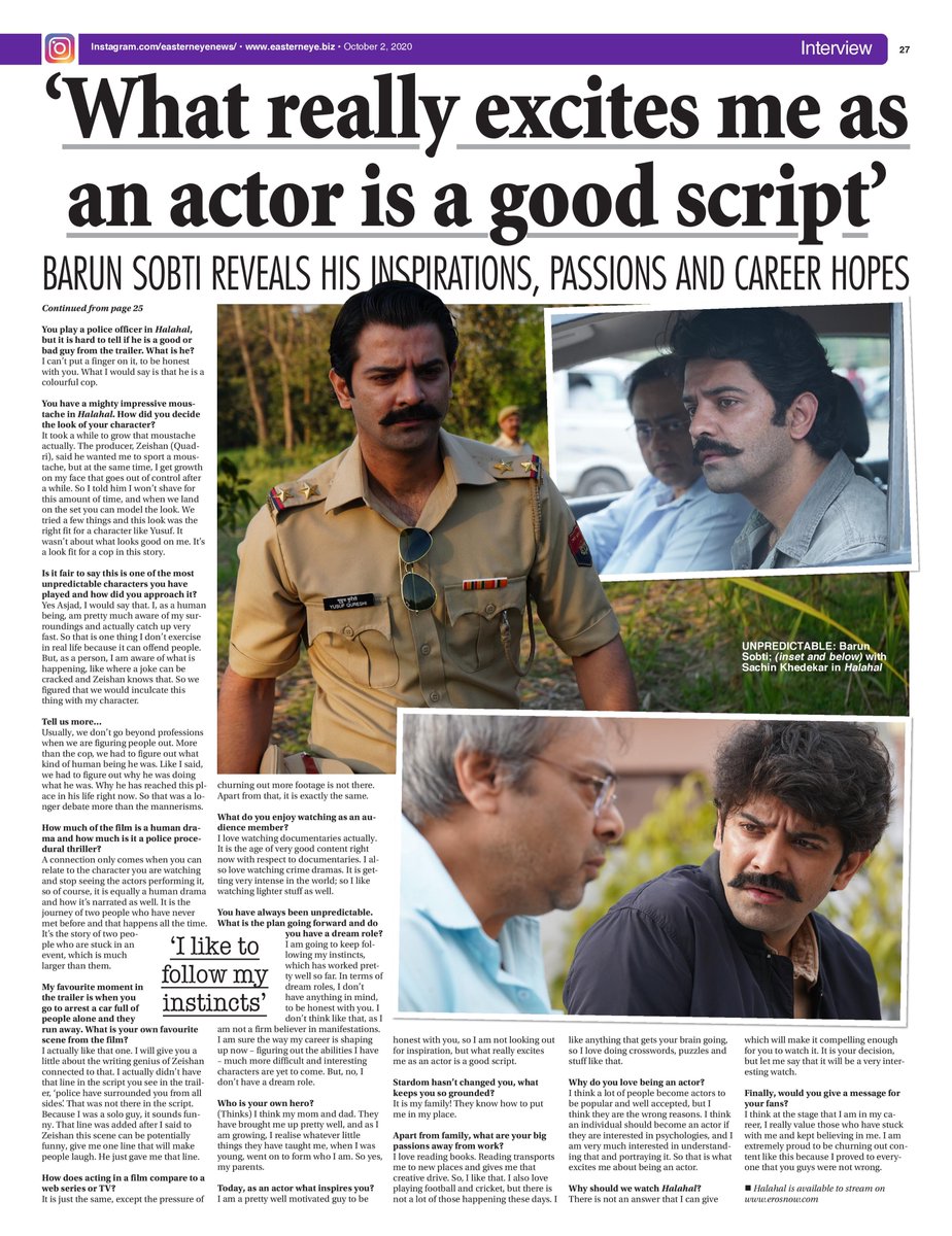 asjadnazir's tweet photo. My interview with @BarunSobtiSays out now, speaking about his new movie #Halahal &amp; that cool moustache 💫
#BarunSobti 
ONLINE LINK: https://t.co/GwiakPj4KU https://t.co/inJfrKZEL3