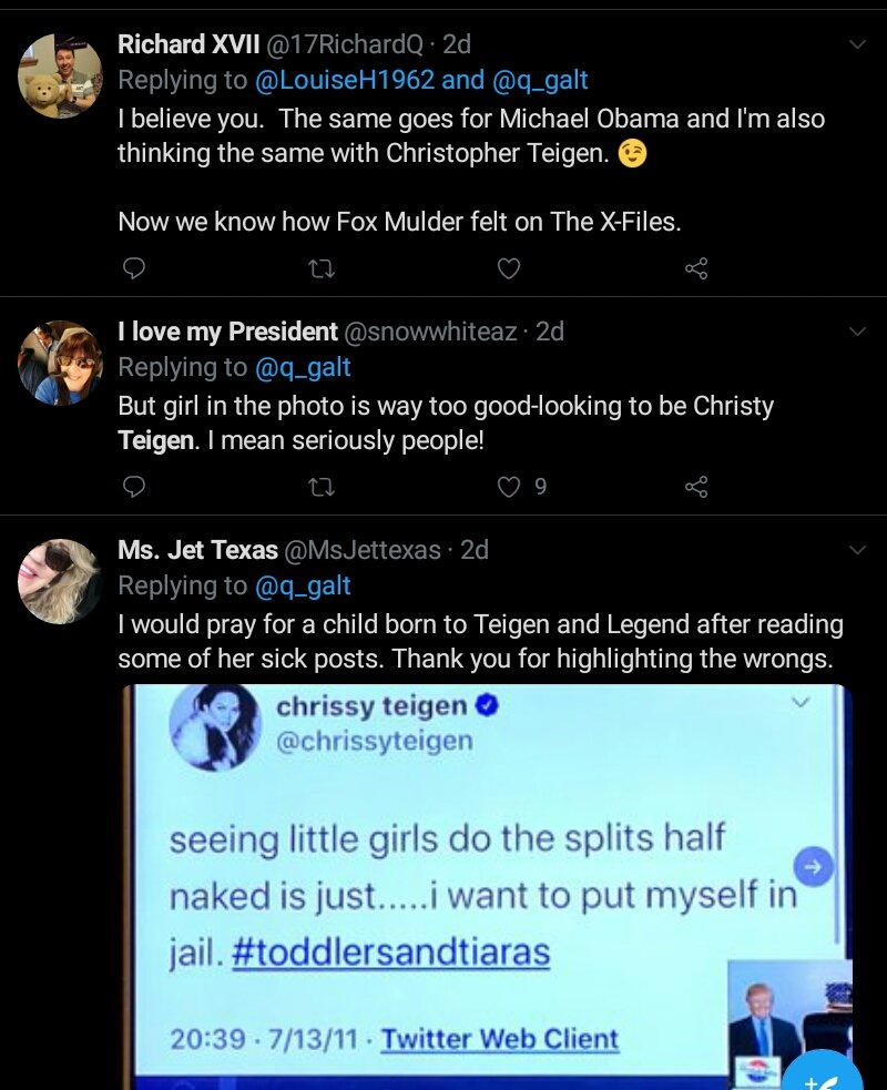 I am going to start periodically scanning for any bad tweets about Chrissy from Q members and reporting them... I will be adding SS& #39;s of the tweets I report here...