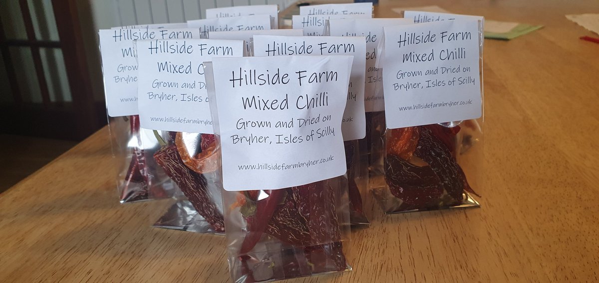 Our first ever Dried Chillies labeled and ready. A mix of curry chillies and Jalapeños, all grown and dried here on Bryher, completely pesticide free!! 20g bags £4 inc uk postage.
And yes before anyone says it, this is the beginning of the the Scilly Chilli Farm 🌶🌶🥵
