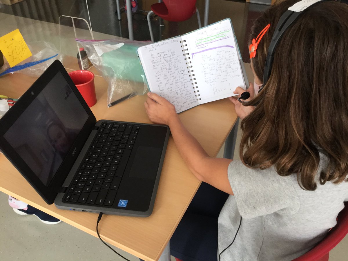 msmartha021's tweet photo. Social distance? No problem! Ss wrote a short immigration story based on photos of immigrants and used Zoom to share them with a partner while in breakout rooms. So great to hear kids chatting again in class! https://t.co/f3F1LWzsSr