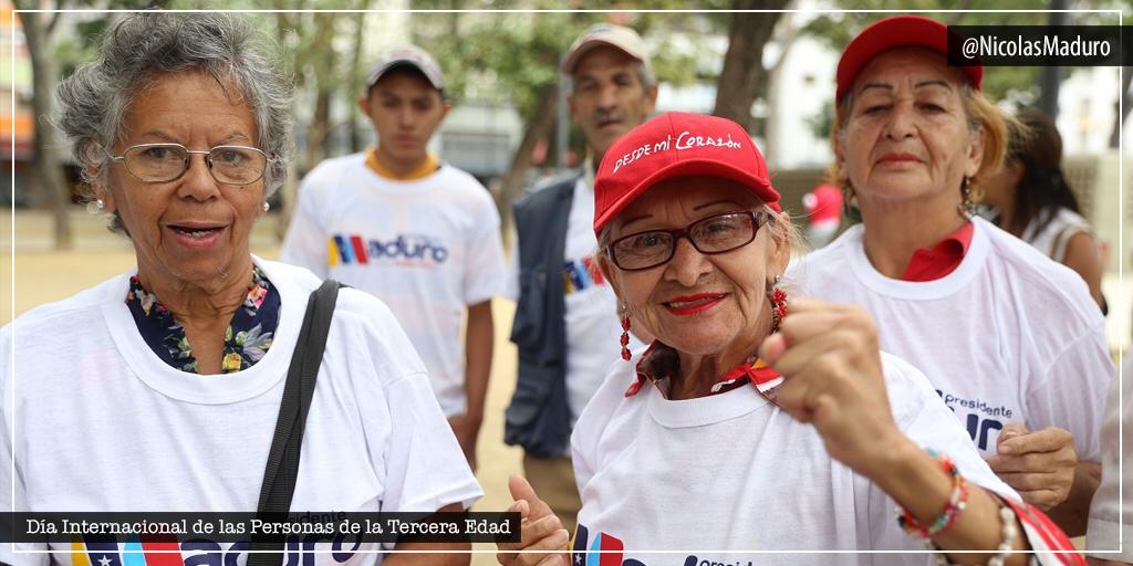 Nicolás Maduro (@nicolasmaduro) on Twitter photo ¡Feliz Día Internacional de las Personas de Edad! Exaltamos sus invaluables aportes y luchas, fundamentales para la construcción de la nueva humanidad. Hoy más que nunca se hace necesario, protegerlos y brindarles todo nuestro amor. Que Dios los bendiga siempre. ¡Un abrazo! ¡Feliz Día Internacional de las Personas de Edad! Exaltamos sus invaluables aportes y luchas, fundamentales para la construcción de la nueva humanidad. Hoy más que nunca se hace necesario, protegerlos y brindarles todo nuestro amor. Que Dios los bendiga siempre. ¡Un abrazo!