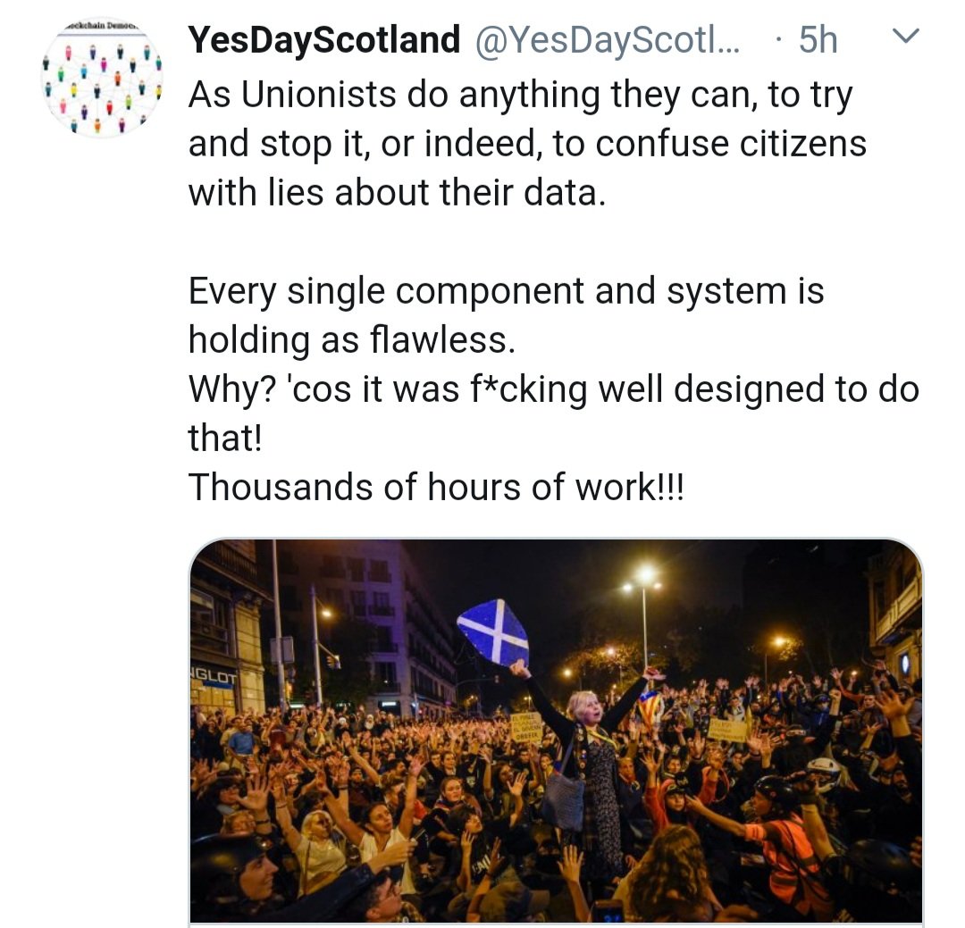 21. Blaming "unionists" for your blockchain number still sitting at 505 signatures is disingenuous. It's a  #GDPR trust issue. What is the name of your Data Controller? @yesdayscotland