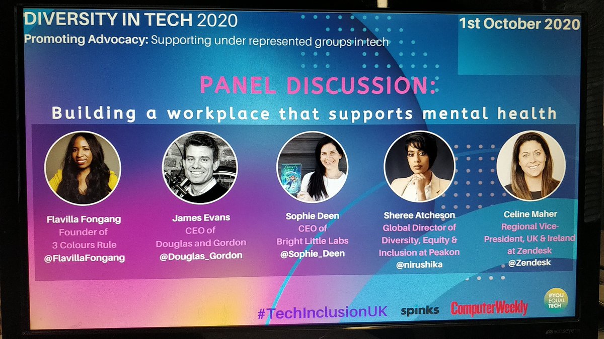 ComputerWeekly's tweet photo. Coming up next, here are our panellists to discuss mental health in the workplace #CWwit50 https://t.co/UJYJcGEIBL