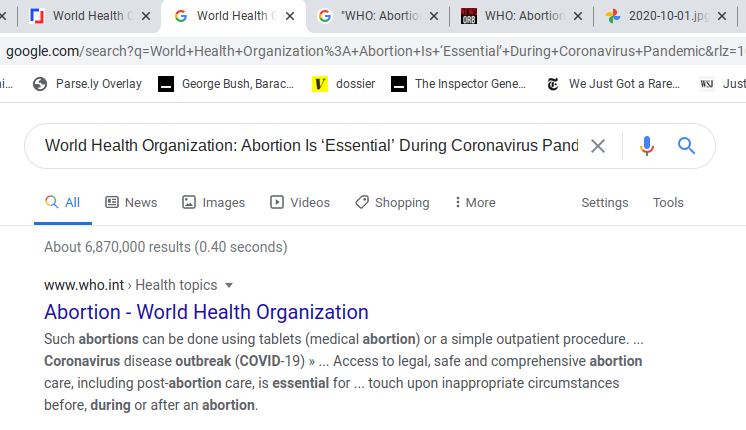 When you scoop the entire headline and search it in  @Google word-for-word, the search behemoth directs you straight to WHO's readout on abortion. Top result.We are nowhere on the front page.