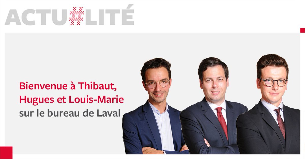Notre bureau de #Laval se développe à vitesse grand V, nous accueillons Thibaut Debouverie, Hugues Testu et Louis-Marie Savy pour continuer d'accompagner nos clients sur les sujets corporate, fiscaux et douanes. Bienvenue ! Plus d"infos : bit.ly/34cmtBe