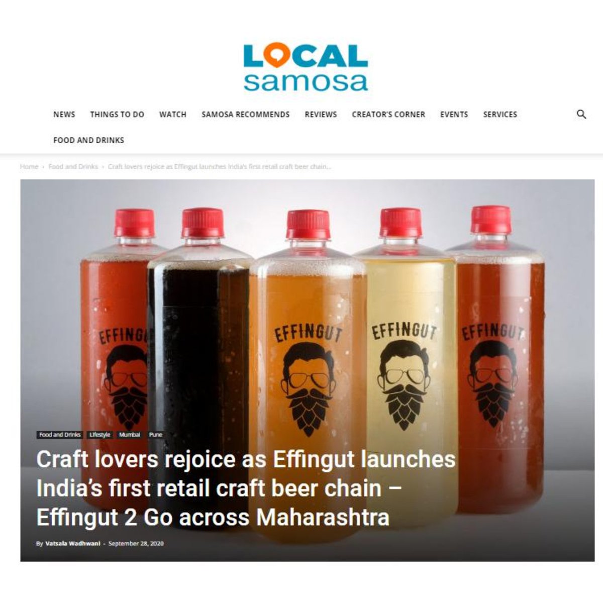 effingut's tweet photo. We made it to the news! As India's first retail craft beer chain, we're expanding across Maharashtra and we are excited 😄 Thank you @LocalSamosa, @mid_day and @IndianRestCong for the features!

#EffingutAnywhere #Effingut2Go #StaySafeStayEffingut https://t.co/a6muu7Mcmf