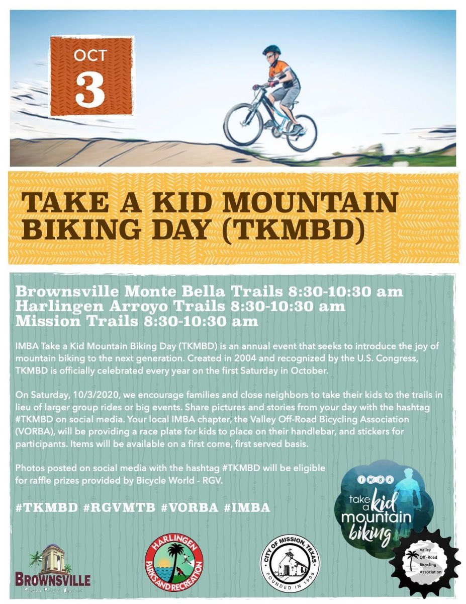 CityOfMissionTX's tweet photo. 🚴🏿🚴♀️ Hit the trails this weekend and celebrate #TakeAkidMountainBikingDay! Just by bicycling, kids can develop stamina, improve focus and achieve overall better health. #FitMission 🚵🏽♀️🚵🏼♂️ https://t.co/EBS0h25CZy