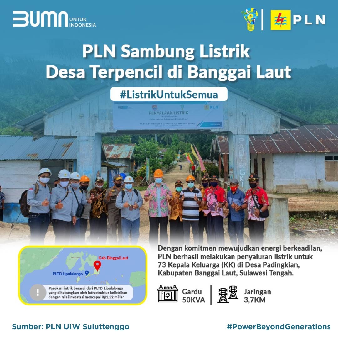 _pln_id's tweet photo. PLN Hadirkan Listrik di Padingkian Banggai Laut
_
PLN berhasil menyalurkan listrik bagi 73 Kepala Keluarga (KK) di Desa Padingkian, Kabupaten Banggai Laut, Sulawesi Tengah.
#PowerBeyondGenerations #ListrikUntukrakyat #ListrikUntukSemua https://t.co/T1zqYJbptW