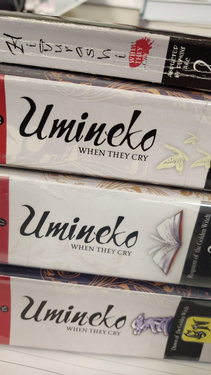 catfriends's tweet photo. when you get to work and find these in delivery ๐ #umineko #higurashi #interlibraryloan #searchohio https://t.co/aSusGYoUEz