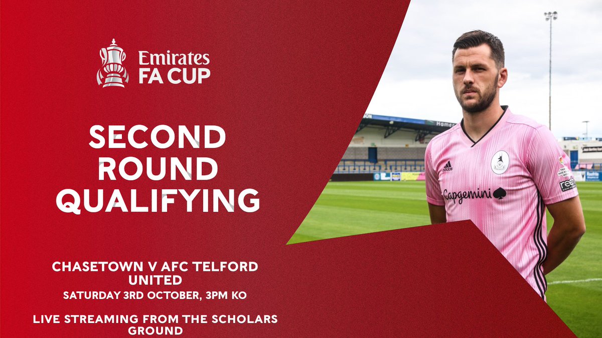 telfordutd's tweet photo. FA CUP: AFC Telford United have been granted permission from @FA &amp; @ChasetownFC1954 to live stream our @EmiratesFACup tie at The Scholars Ground on Saturday.

The broadcast will begin at around 2:55pm, the price for streaming this game will be £5.00.

https://t.co/M4Vj3WcEL5 https://t.co/mH8wZS6XqA