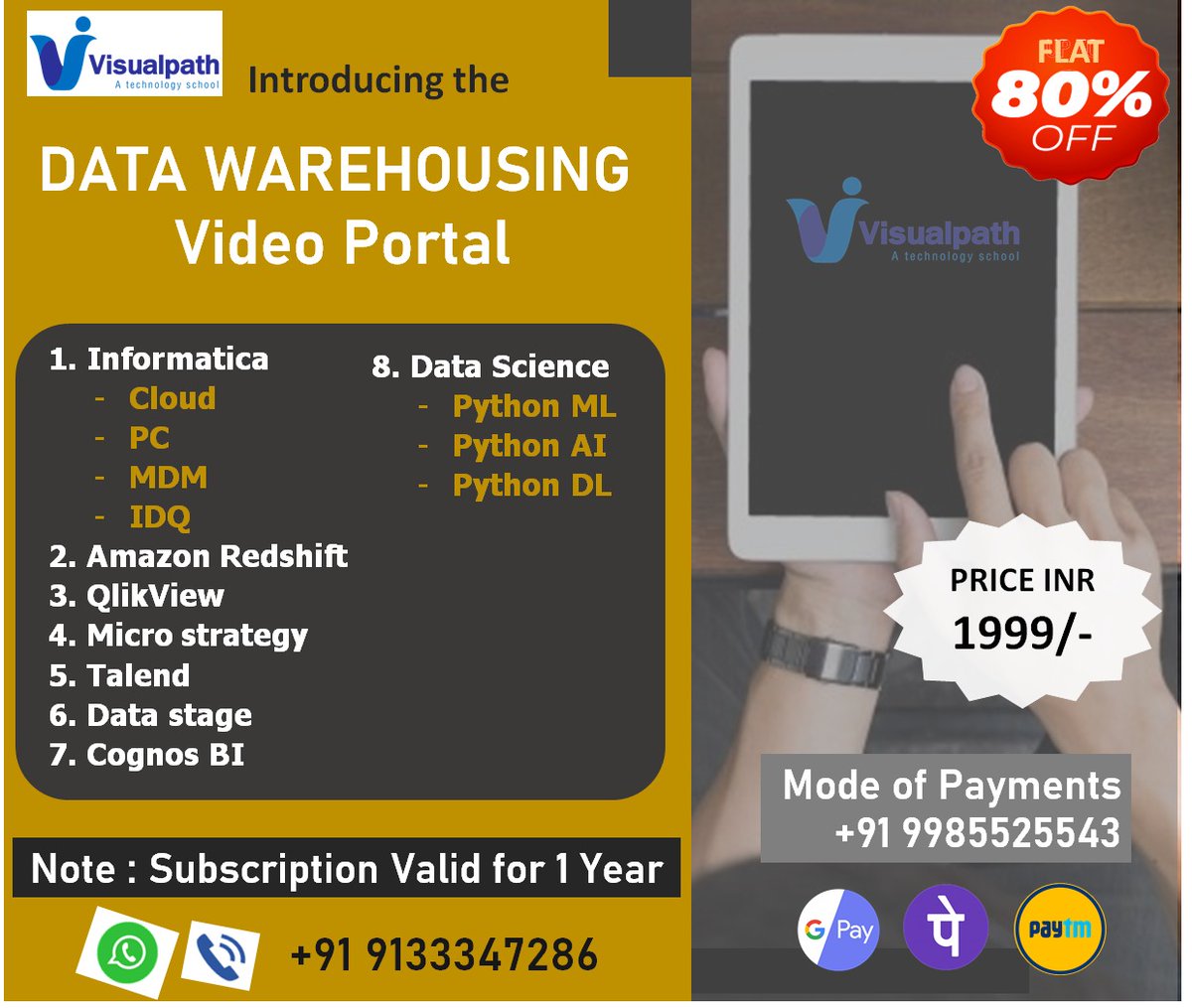 VisualpathPro's tweet photo. #DataWarehousing & #DataScience E-learning portal.
For more details contact +91 9133347286
Visit Us https://t.co/zKevpnwUSk
#informatica #informaticacloud #informaticamdm #talend #datascience #datasciencewithpython #MachineLearning #amazonredshift #qlikview #RahulGandhi https://t.co/JsSgO873CS