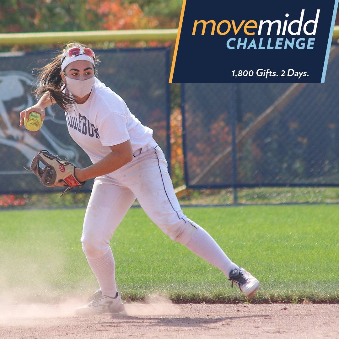 middsoftball's tweet photo. Today is the final day of the #MoveMidd Challenge! Thank you to all who have donated so far. If you haven’t yet, there is still time. Please click on the link below to help us raise money for financial aid. Give now - https://t.co/hHscHHmXZM https://t.co/6ZmZNZ4YP2