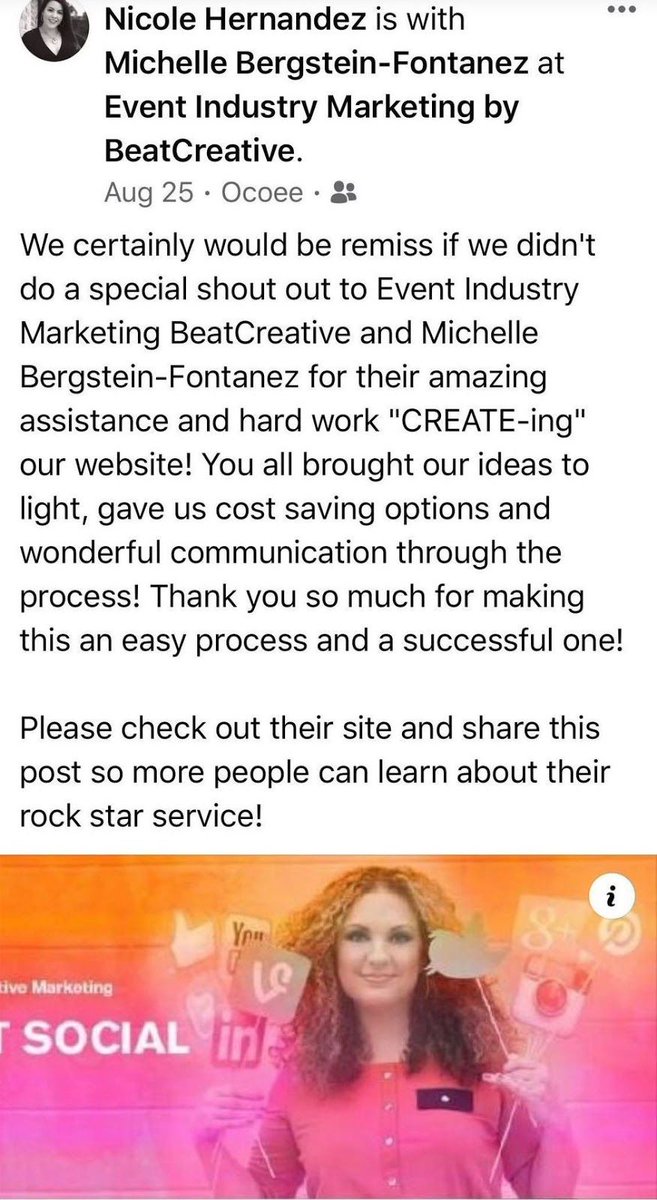 BeatCreative's tweet photo. Thank you so much, Nicole, for these kind words! We appreciate you choosing our team!
#BeatCreative #EventIndustryMarketing #websitedesign #orlandofl https://t.co/qaIOg56reK