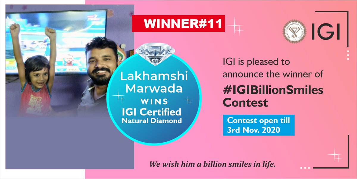 igiworldwide's tweet photo. ๐ข Announcing 11th Winner of #IGIBillionSmiles contest. Congratulations to Lakhamshi Marwada for winning IGI Certified Natural Diamond
#IGIBillionSmilesWinner #IGIWorldWide #ContestWinner #ContestWinners #DiamondWinner #ShopOnline #ShopingOnline #ShopHandMade #IGI #IGICertified https://t.co/8TtwcE0lzU