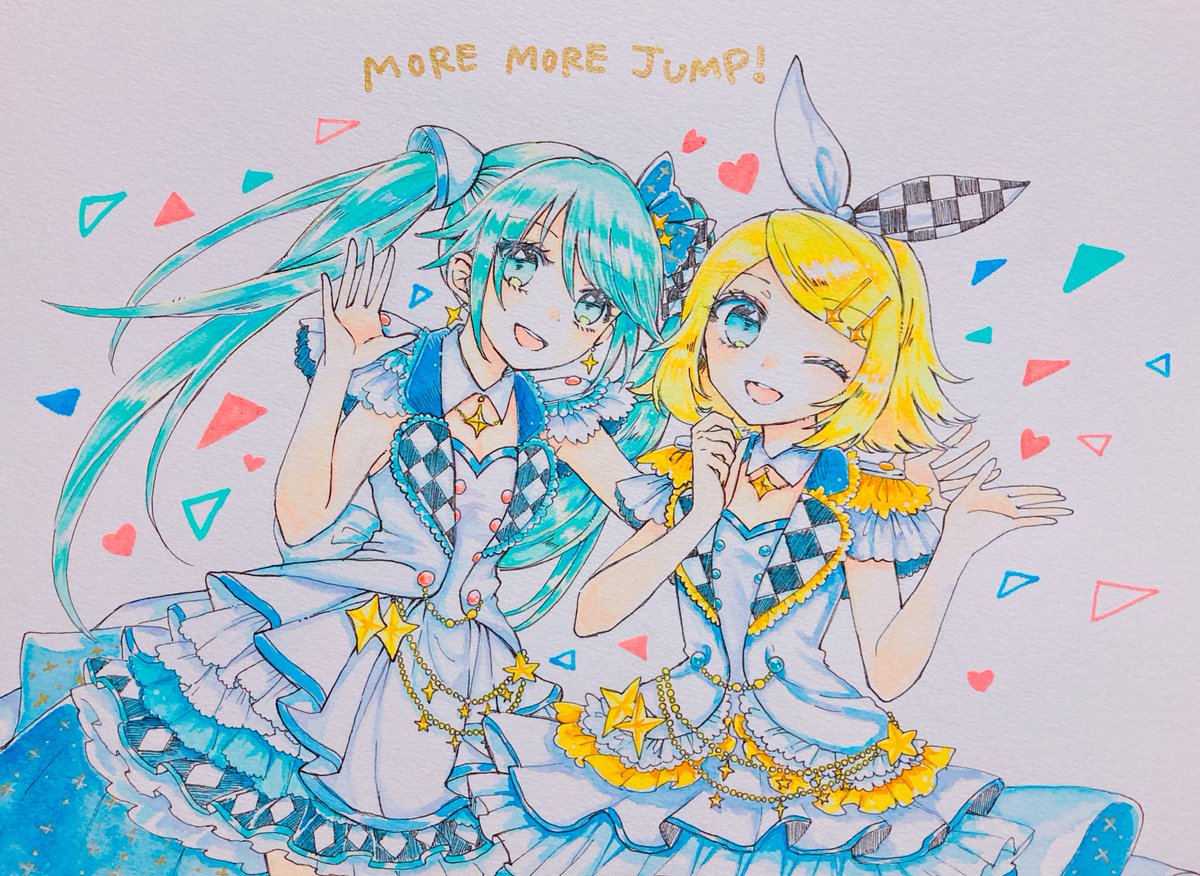 プロセカ「MORE MORE JUMP!衣装のミクさんとリンちゃん描きました?
プロセカ配」|⛩ 茶々。⛩のイラスト