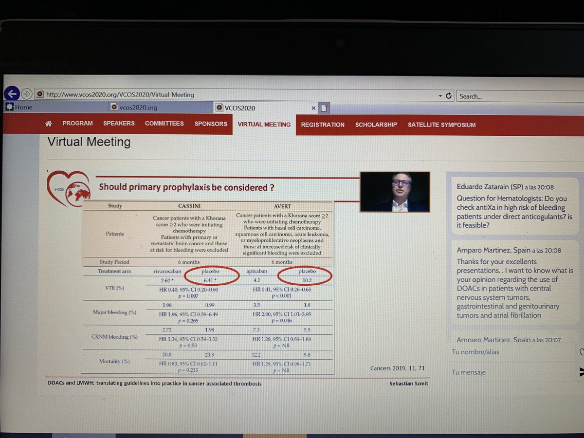DSadlerMD's tweet image. #VCOS2020 @ICOSociety @oncology_cardio Great talk by Dr. Sebastian Szmit on anticoagulation challenges, guidelines and practical aspects in cancer patients