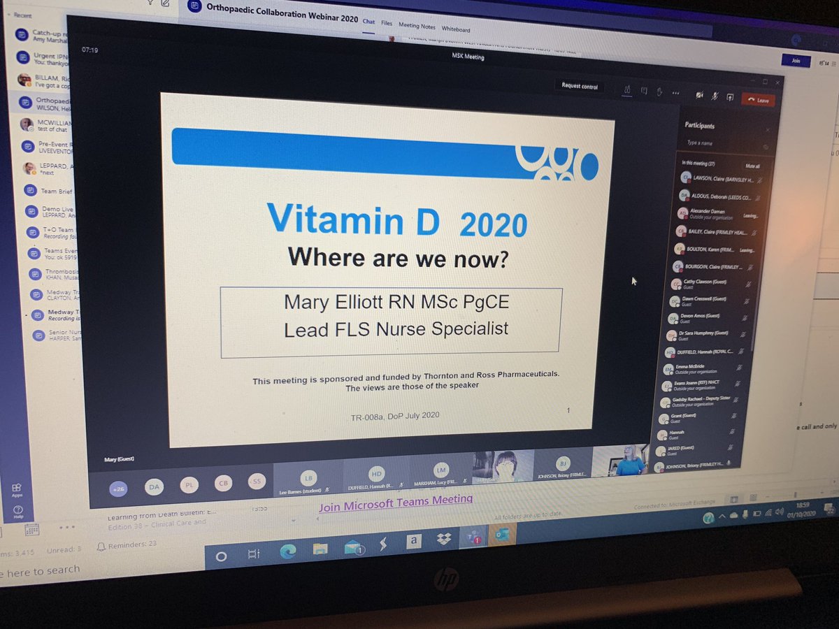 Presentations started for the MSK + first contact Practitioners First Virtual meeting ‘vitamin D... the 2020 picture’ attending with @orthotraumaamy #BarnsleyFLS @FF_Network #bonehealthissoimportant #secondaryprevention #networking @CBU2_BHNFT