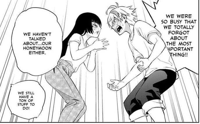monikaaa131's tweet photo. Meanwhile the happy(?) newlyweds & their problems🤣😏💙 #souseinoonmyouji #ch86 https://t.co/8EWCc0osTf