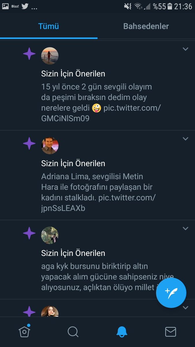 Aynen çok aktifim Twitter da .